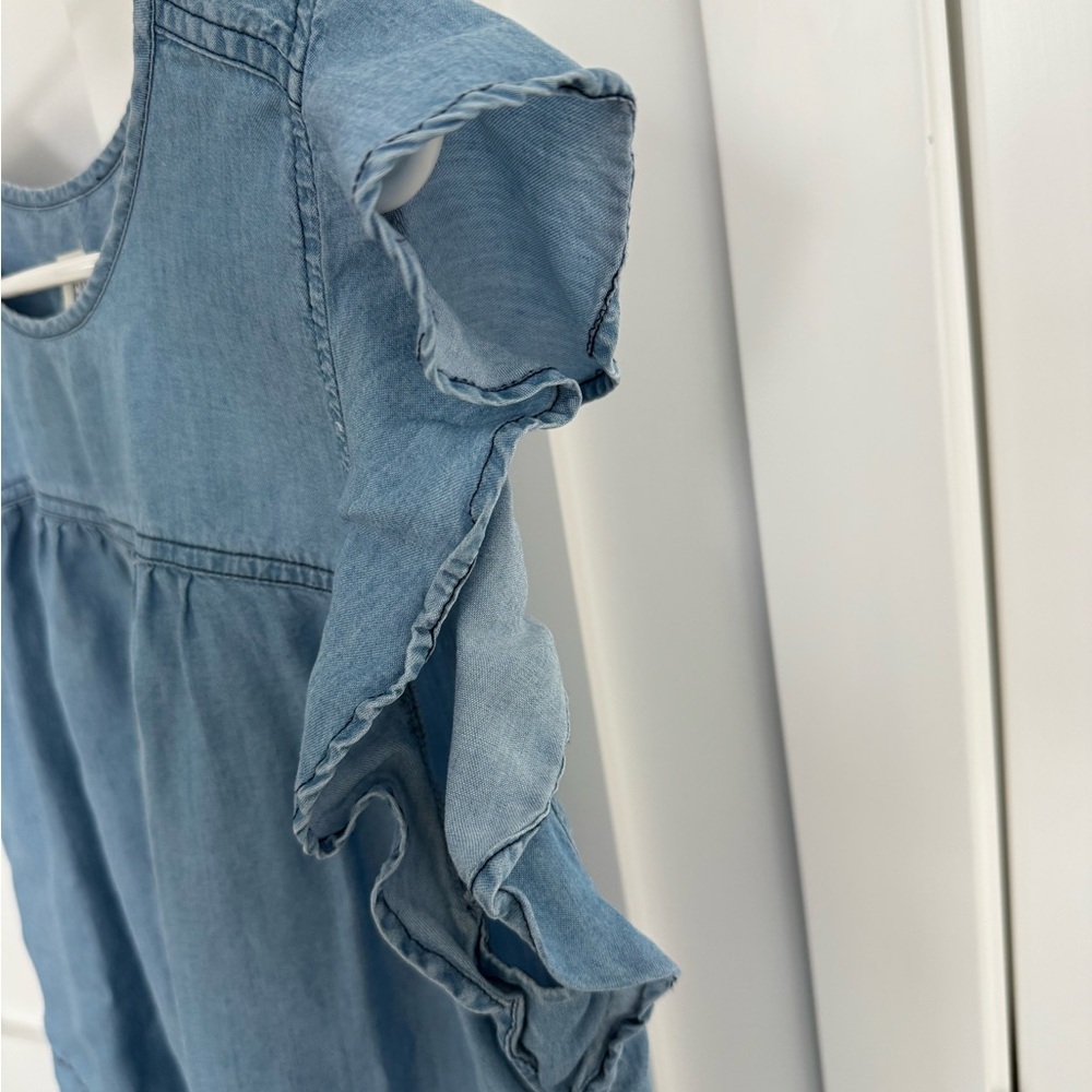 GAP Women's Chambray Ruffle Sleeve Top - Picture 4 of 9